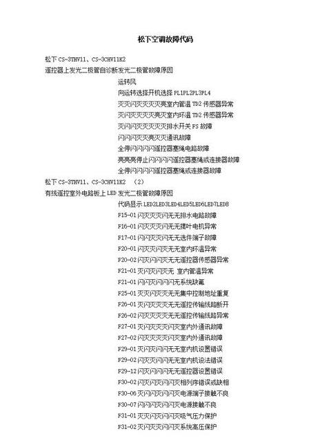 松下冰箱故障代码查询